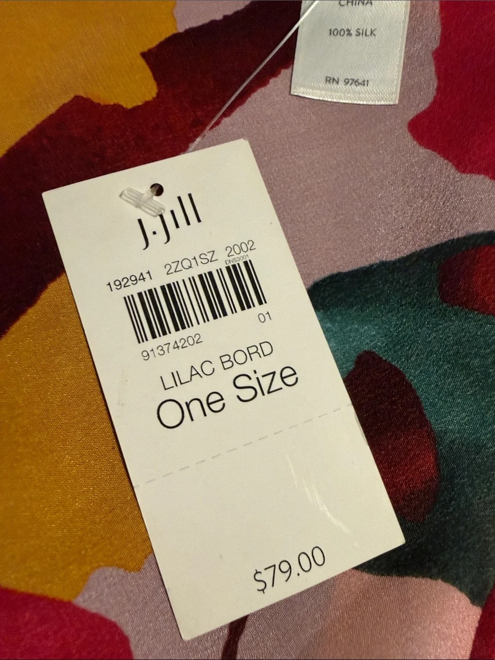 Christian Siriano for J.Jill 100% Silk Vibrant Multi-Color Floral Print Scarf